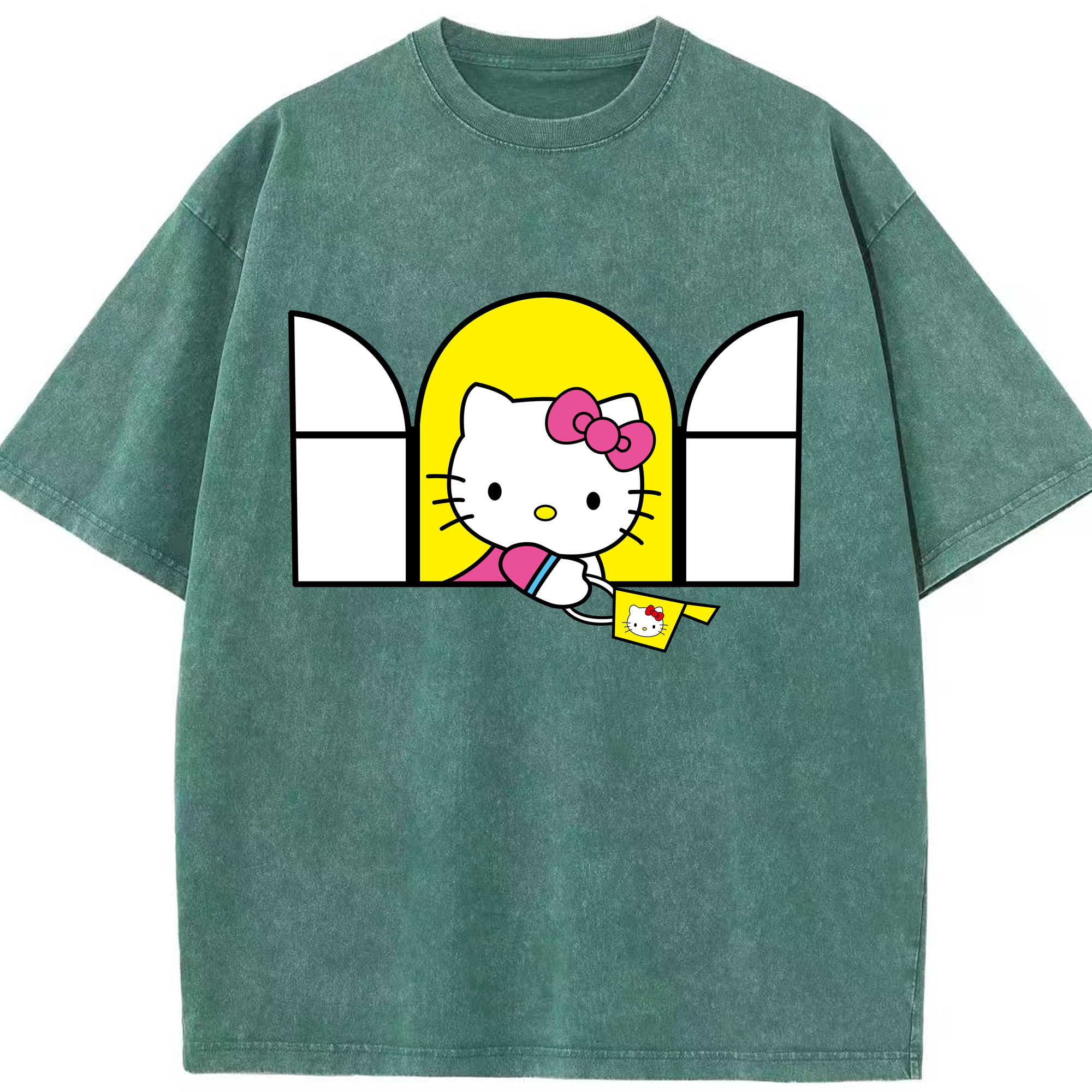 （画像用） Hello Kitty ハローキティ 綿100% ヴィンテージ風 半袖Tシャツ（フロントプリント）